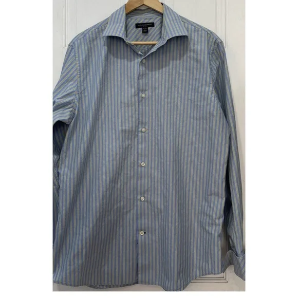 Banana Republic | Shirts | Banana Republic Fitted Blue Yellow Striped French  Cuff Dress Shirt L 616 12 | Poshmark